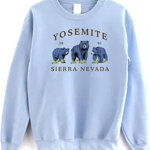Yosemite Sierra Nevada Sweatshirt - Yosemite National Park Bears Hiking Crewneck