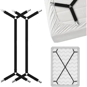 Bed Sheet Holder Straps Criss-Cross - Sheets Stays Suspenders Keep Fitted/Flat Bedsheet in Place for Twin Queen King Mattress Holders - Bed Sheet Strap - Fitted Sheet Clip Sheet Keepers