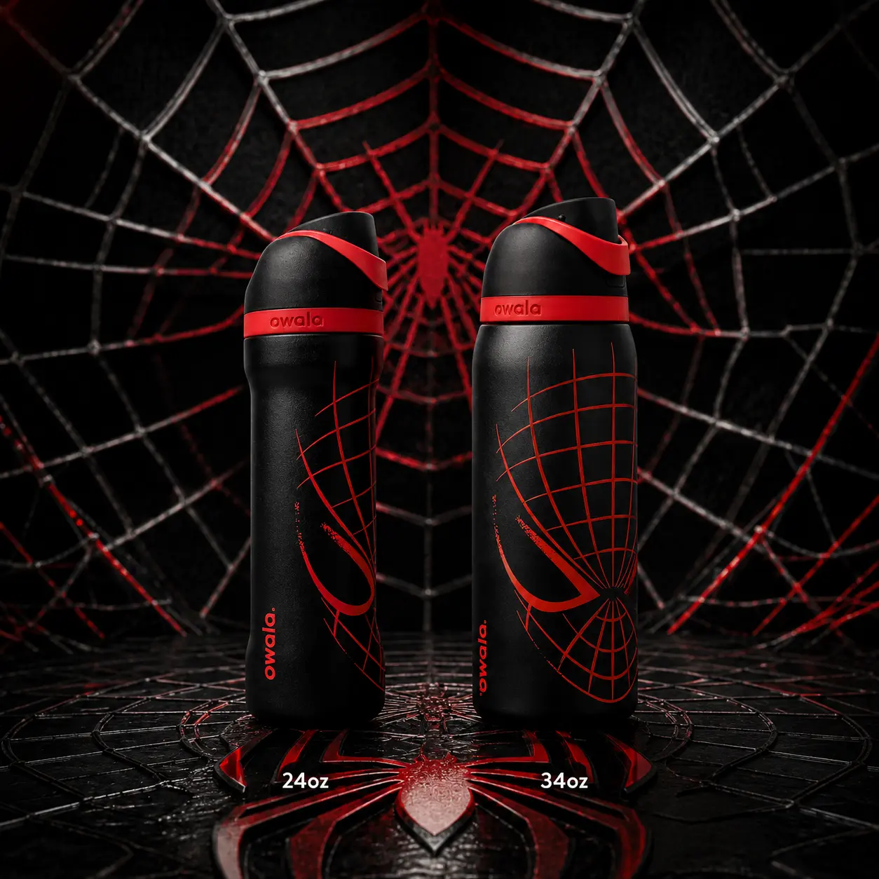 Owala SpiderMan FreeSip Bottle | 24oz /32oz Stainless Steel Water Bottle & Sway Tumbler
