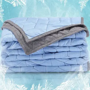 Cooling Blanket for Hot ers  Size (60x80 inches), Dual-Sided Cool Summer Blanket Lightweight Cozy Bed Couch Throw Blanket Machine Washable (Blue+Grey)