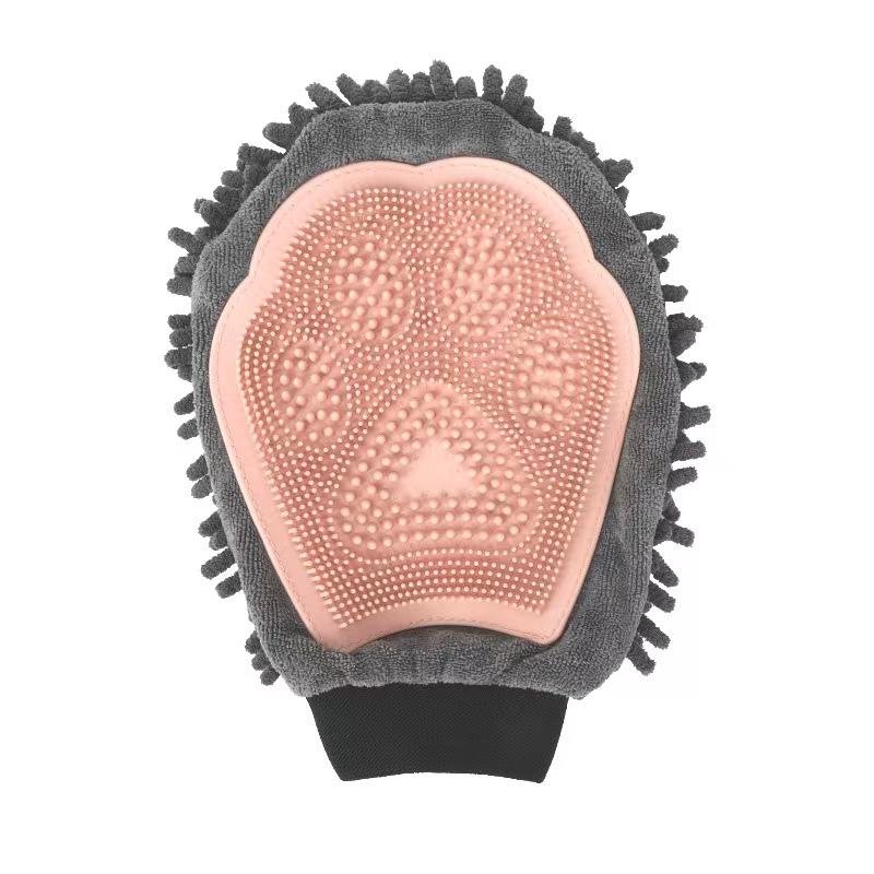 Pawzseek Dog Washing Gloves - Dual-Sided Pet Grooming Mitt with TPR Brush, Chenille Microfiber - Paw Wash Manual Tool for Bathing, Dirt Removal - All Coat Types Pet Bath Accessory