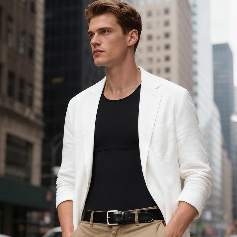 【Nebility】 Men’s Silky Soft Compression Shapewear Tank, Slimming Body Shaper Vest with Waist & Chest Support, Stretchy, Odor-Resistant, Breathable Muscle Tank for Daily Comfort, Menswear, Tanktop