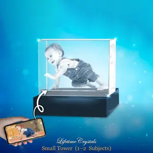 Custom 3D Crystal Photo Keepsake – Small Tower Horizontal