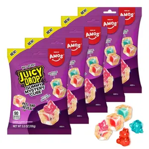 Juicy Drop Mystery Gummy Candy Cubes in Wild Berry Flavor, 3.5oz, Peelable Strawberry Gummy Cube with Mystery Animal Inside, Fruity Flavors, Interactive 2-in-1 Treat, Sweets, Fun Candy & Kids Prizes