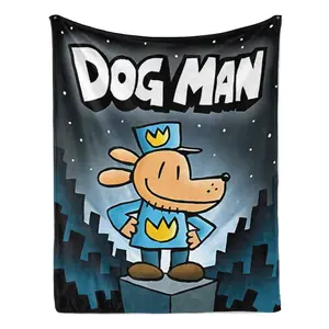Calling all Dog Man superfans! Wrap yourself in this epic blanket featuring everyone’s favorite canine cop—Dog Man—standing tall on a city rooftop, with bold ‘DOG MAN’ lettering above. Ultra-soft flannel