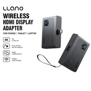 【Father'sDayGift】llano S9 USB-C Wireless HDMI Transmitter and Receiver, 100M/328FT, 4K Decode 1080P@60Hz Full HD Output, Plug&Play 5.8G+2.4G and Audio for Phone/Tablet/Laptop/PC to Monitor/Projector/TV Box (Grey)