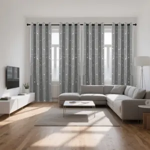 4-piece gilded process double-sided same-color circular texture thickened blackout curtains, top perforated for hanging, blackout, heat insulation, cooling and privacy protection, suitable for living room, bedroom, dining room and balcony partitions