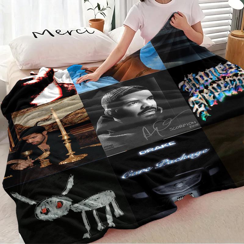 Drake Album Cover Collage Flannel Throw Blanket - Cozy Soft Bedding with Iconic Studio Album Art Prints, Ideal Gift for Drake Fans