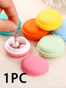 Creative Macaron Dessert Cream Storage Box, Cute Cosmetic Eyeshadow Container, Earrings Necklace Pearl DIY Organizer, Small Travel Gift, Travel Accessories