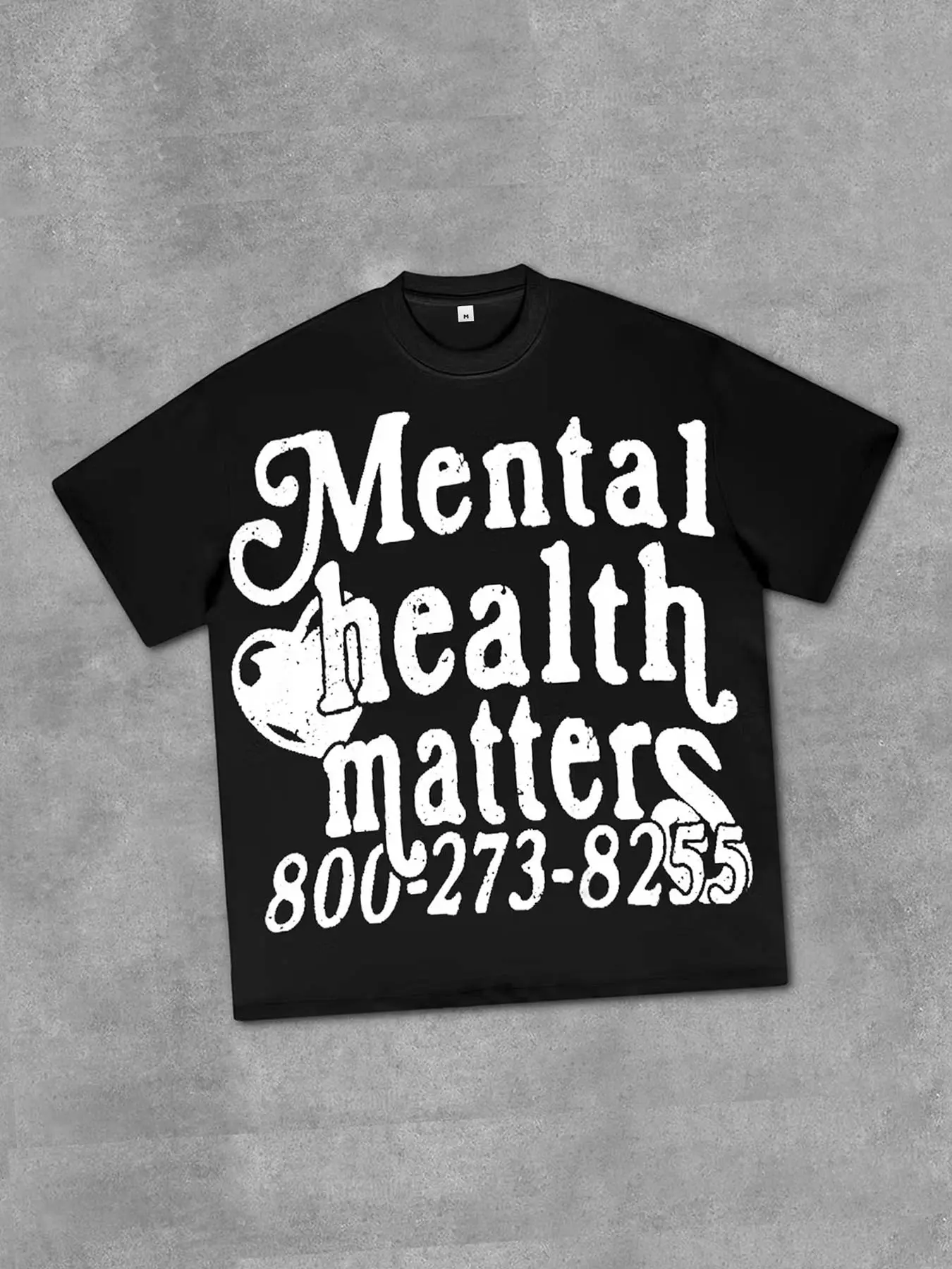Letter printed short sleeved unisex, men's summer cotton T-shirt, men's mental health importance pattern T-shirt short sleeved, trendy brand Graphic Menswear shirt casual short sleeved fashion street style Father's Day gift for dad