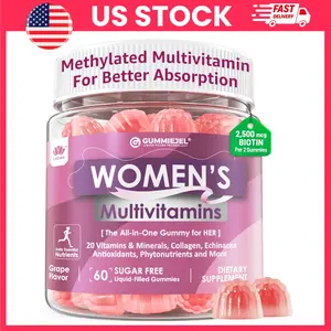 Women's Multivitamin Gummies, Methylated Multivitamin for Women, Biotin, Iron, Marine Collagen, Methylfolate, B Complex, Vitamins A C D3 E, CoQ10, Vitamins for Hair Support for Women, Hair Skin & Nails Support, Sugar Free, Gluten Free, Grape Flavor, 60 ct