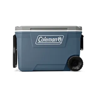 Coleman 316 Series 62QT Hard Chest Wheeled Cooler - Lakeside Blue, Heavy-Duty Insulated, Portable Rolling Ice Box for Camping, Tailgating, Outdoor Storage, Camping Accessories