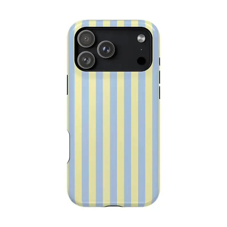 Butter Yellow Blue Striped Phone Case Summer Spring Stripes iPhone 17 Air Pro Max Plus Case iPhone 16 15 14 Pro Max Plus gift for her men's cool gadgets iphone 17 pro max cases girls