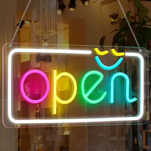 Open Neon Sign, LED Neon Sign, 1 Count USB Powered Neon Sign, Wall Mounted Neon Sign for Home Bedroom, Festive Party Decoration for Shop Window Coffee Shop Flower Shop Bar Salon Hotel Restaurant, Decorative Neon Light