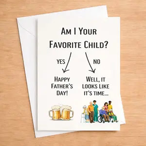 Funny Fathers Day Card for Dad - Gag Gift Card, Blank Inside, Ready to Gift Humorous Fathers Day Card for Dad, Funny Greeting Card, Blank Inside with Envelope Funny Card for Dad, Fathers Day Greeting Card, Blank Inside