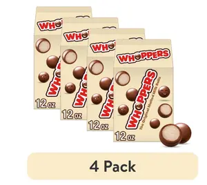 (4 pack) Whoppers Malted Milk Balls Candy, Carton 12 oz