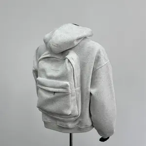 150kg Plus Size Men's New Hooded Sweatshirt with Backpack Design Men's Top Gray