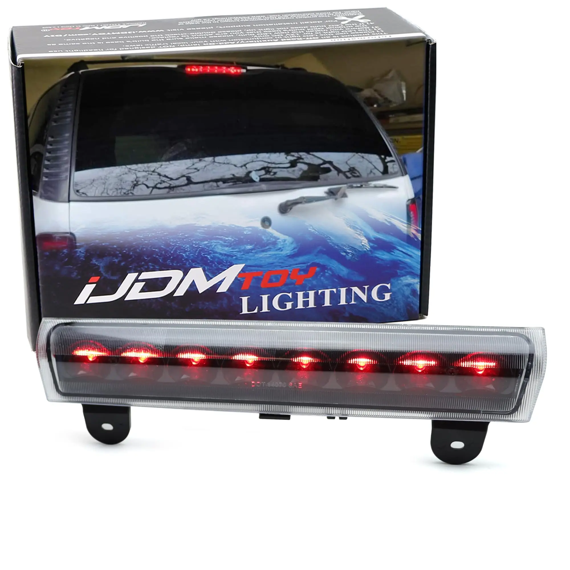 iJDMTOY Dark Smoked Lens Full LED High Mount Third Brake/Stop Light Assembly For 2000-2006 Chevrolet Tahoe Suburban, GMC Yukon XL 1500 2500