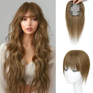 Human Hair Toppers for Women - 150% Density Clip In Hair Topper with Bangs U Shape 10 Inch Toppers Hairpieces for Women  for Thinning Hairr Ideal for Daily Use Ash Brown