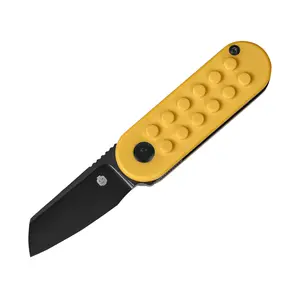 Kizer Mini Bay 14C28N Yellow Brick G10 Handle V2583A1, 2" Black Blade EDC Knife, Halloween Themed Folding Pocket Knives, Men Gift Stainless Steel，Cutting Kitchenware