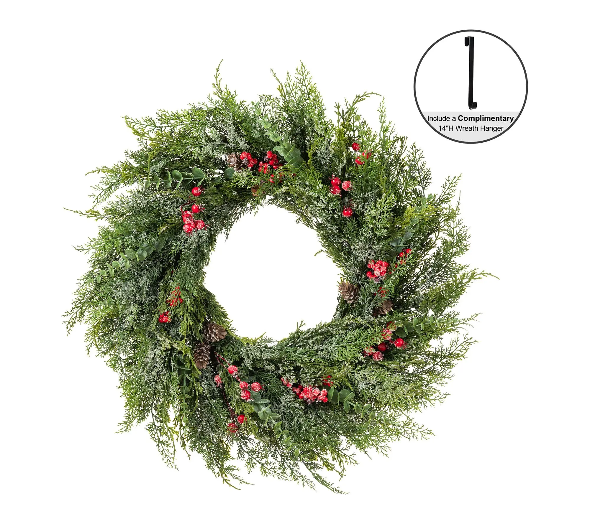Glitzhome 28"D Christmas Greenery Frosted Dripping Wreath Glitzhome 28"D Christmas Greenery Frosted Dripping Wreath