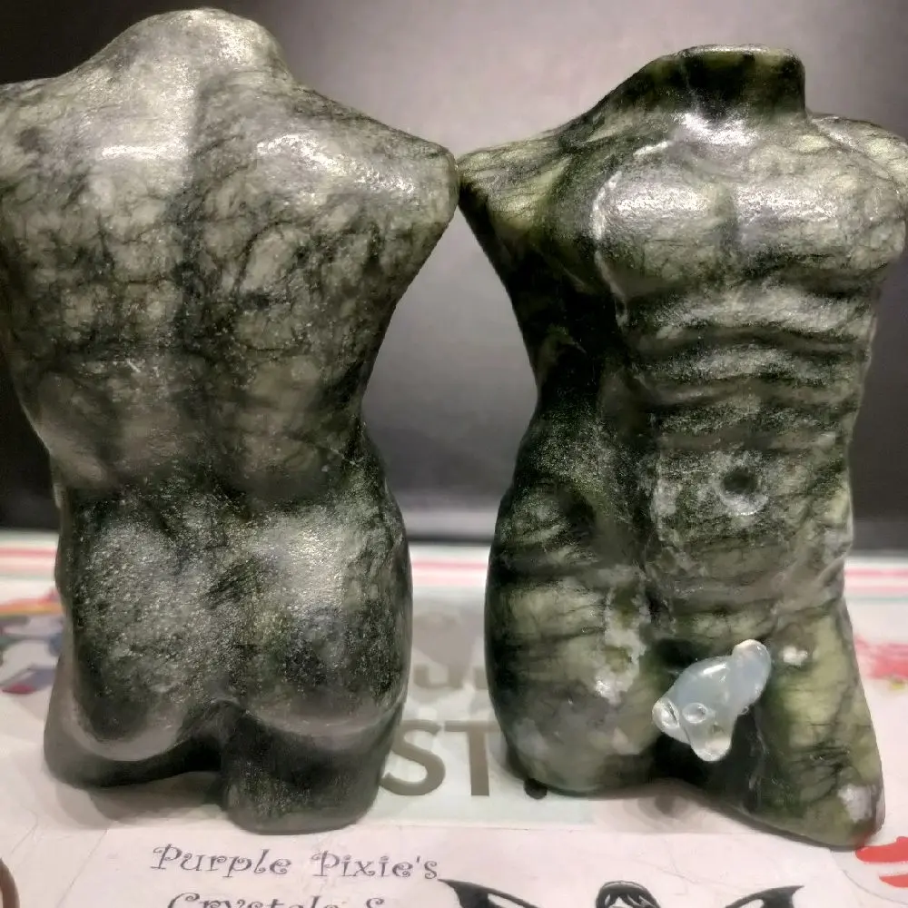 Natural Jade Crystal Male Body Carving - Fengshui Decor, Spiritual Gifting, Energy Healing Tool