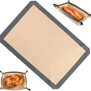 Silicone Baking Mat with Buckle, No Leak & Non-Stick, Corners Snap Together, Leakproof Baking Tray, Oven Liner, Baking Mats Silicon