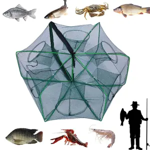 Automatic Folding Reinforced Durable Fishing Mesh Fishing Trap Net Set, Baitcasting Lure Kit for Carp Catfish Shrimp Crab Traps (set of 2)