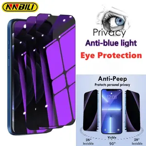 1-3 Pcs Anti Blue Light Privacy Tempered Glass For  15 16 14 13 17 Pro Max  Eye Protection Clear Screen Protector﻿