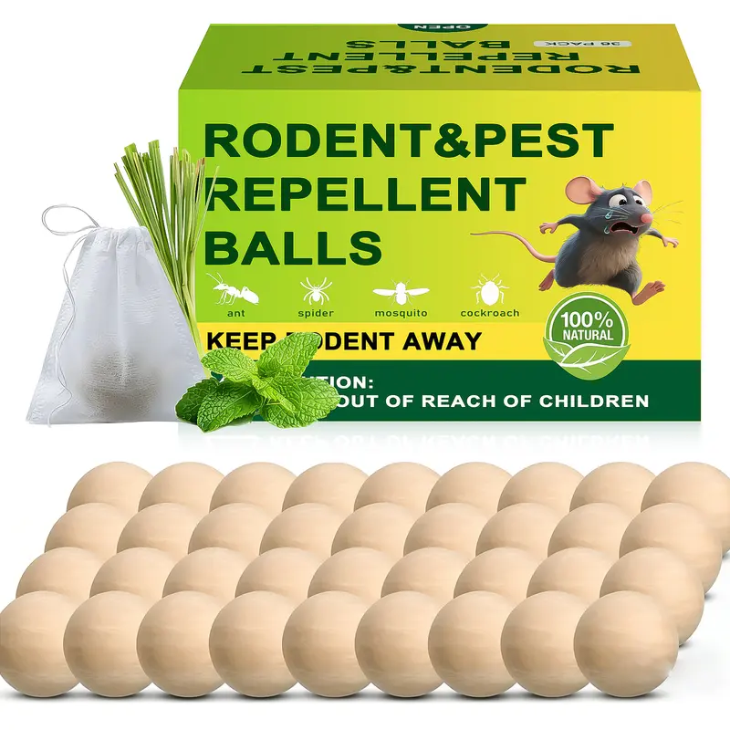 SCARILPEST 36-Pack Rodent Repellent Balls - Natural Peppermint Formula, Easy-to-Use Rodent Control for Mice & Rats, Indoor/Outdoor for Home, Garage, RV, Car