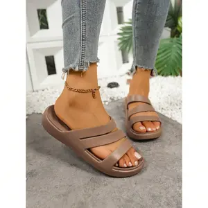 1pair New beach sandals, casual and versatile women's slippers, CR Luochi minimalist slippers