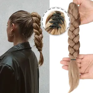 Synthetic Claw Clip On Braided Ponytail Extension Handmade Braids Pony Tails for Women Adds Hair Volume Black Brown Blonde