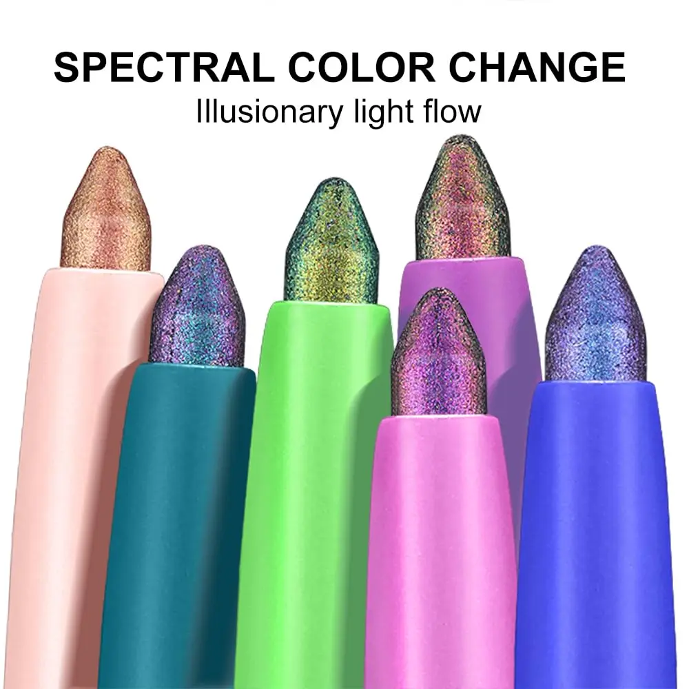 Chameleon Eyeliner Pencil Set 6 Pack - Color Shifting Multichrome Eyeshadow Stick, Metallic Glitter Holographic Gel Eye Liner, Waterproof Long Lasting Smudge Proof Eye Makeup for Women