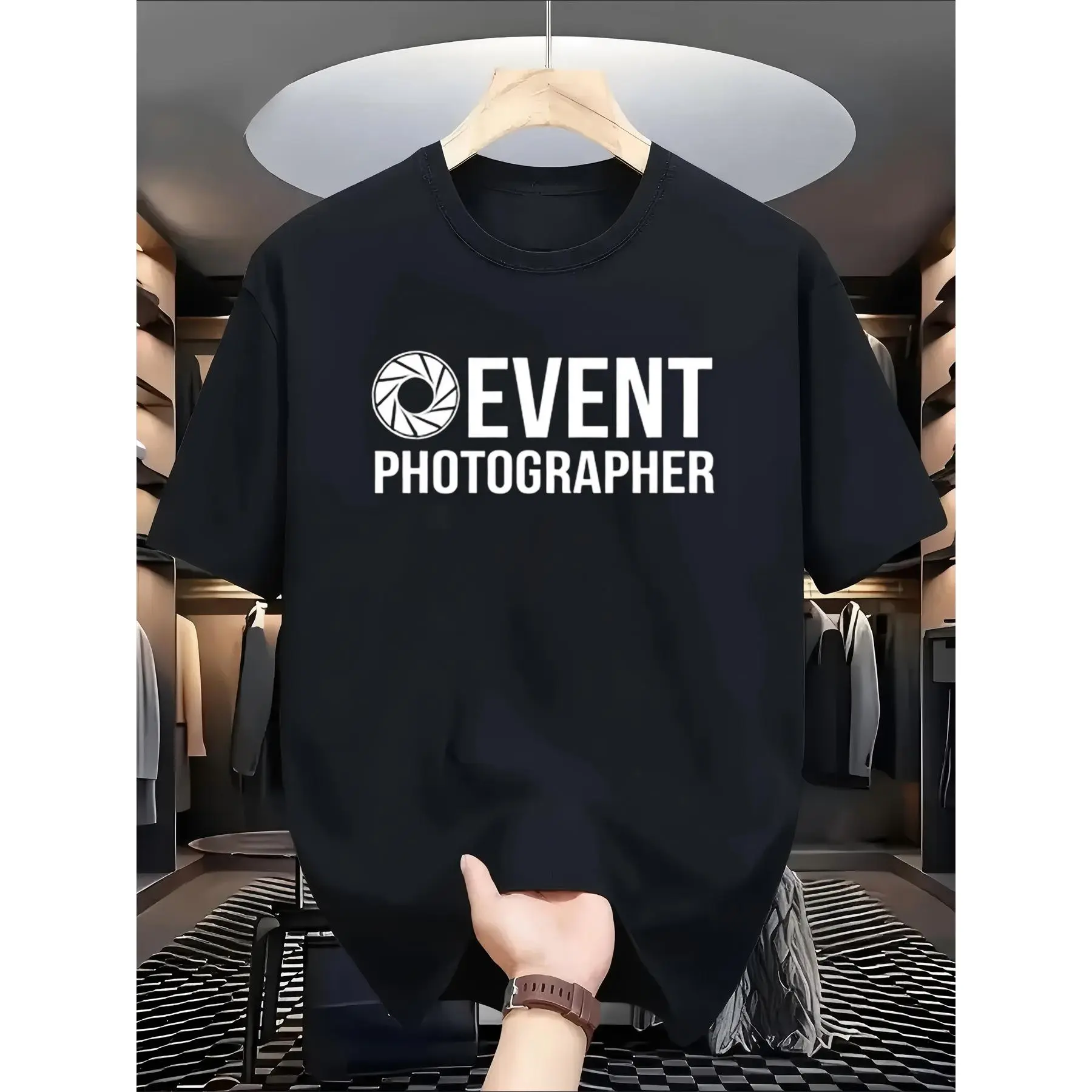 Women's Event Photographer Graphic T-Shirt - Oversized, Short Sleeve, Round Neck, Drop Shoulder, Relaxed Fit, Casual Cotton, Breathable, Lightweight, S-XXXL, All-Season Streetwear Basics Top