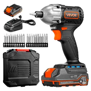 fathersdaygift  VEVOR Impact Driver, 1/4 Inch, 2800 RPM Max Speed, 20 V Brushless Motor, Electric Cordless Impact Driver Kit with Battery and Charger, 20 Bits, LED Work Light, for Furniture, Electrical, Home Repairs
