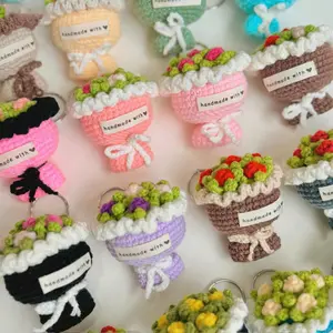 Crochet Mini Bouquet Keychain, Mini Flowers, Crochet Flowers, Cute Keychain, Mini Bridal Bouquet, Wedding Gift, Anniversary, Gift for Her