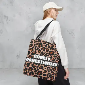 Barely Domesticated Leopard Tote Bag | Cute Cheetah Print Aesthetic Tote | Funny Trendy Everyday Bag