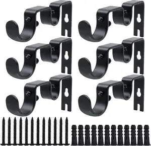 non bracket no drill curtain rod bracket attachment over blind set of 6 with curtains