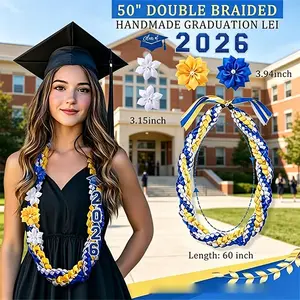 2026 Graduation Double Braided Ribbon Ceremony Belt with 4 Satin Flowers Graduation Ceremony Accessory Gift Decoration