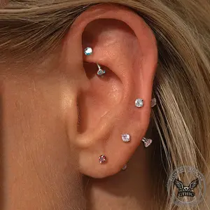 GTHIC Curved Barbell Double-headed Zircon Eyebrow Piercing for Women Fashion Piercing Jewelry Daily Wear