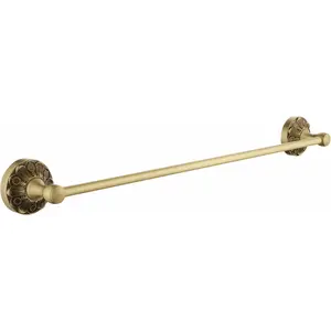 Antique Brass Towel Bar Wall Mount, 24 inch Bath Towel Rod Holder,   Decorative Bathroom Accessories, Brass Petal- Series