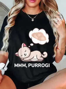 100% Cotton Funny Pierogi Cat Polish Food Poland Polska T-Shirt
