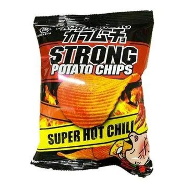 Koikeya Karamucho Strong Potato Chips, Super Hot Chili Flavor, Strong Crisps - 54g