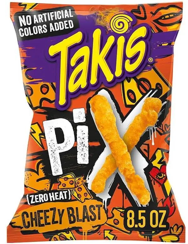 Takis Cheezy Blast Pix Crunchy Corn Puff Snack, 8.5oz Bag - Natural, Salty, Bold Flavor - Ideal for Game Day, Parties,Salt
