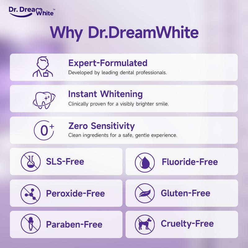 Dr.DreamWhite Purple Color Correction Whitening Toothpaste | Upgraded Vio-Zyme Formula with Xylitol & Nano-hydroxyapatite | Long-Lasting Freshness | Peroxide-Free | SLS-free | Anti-Stain