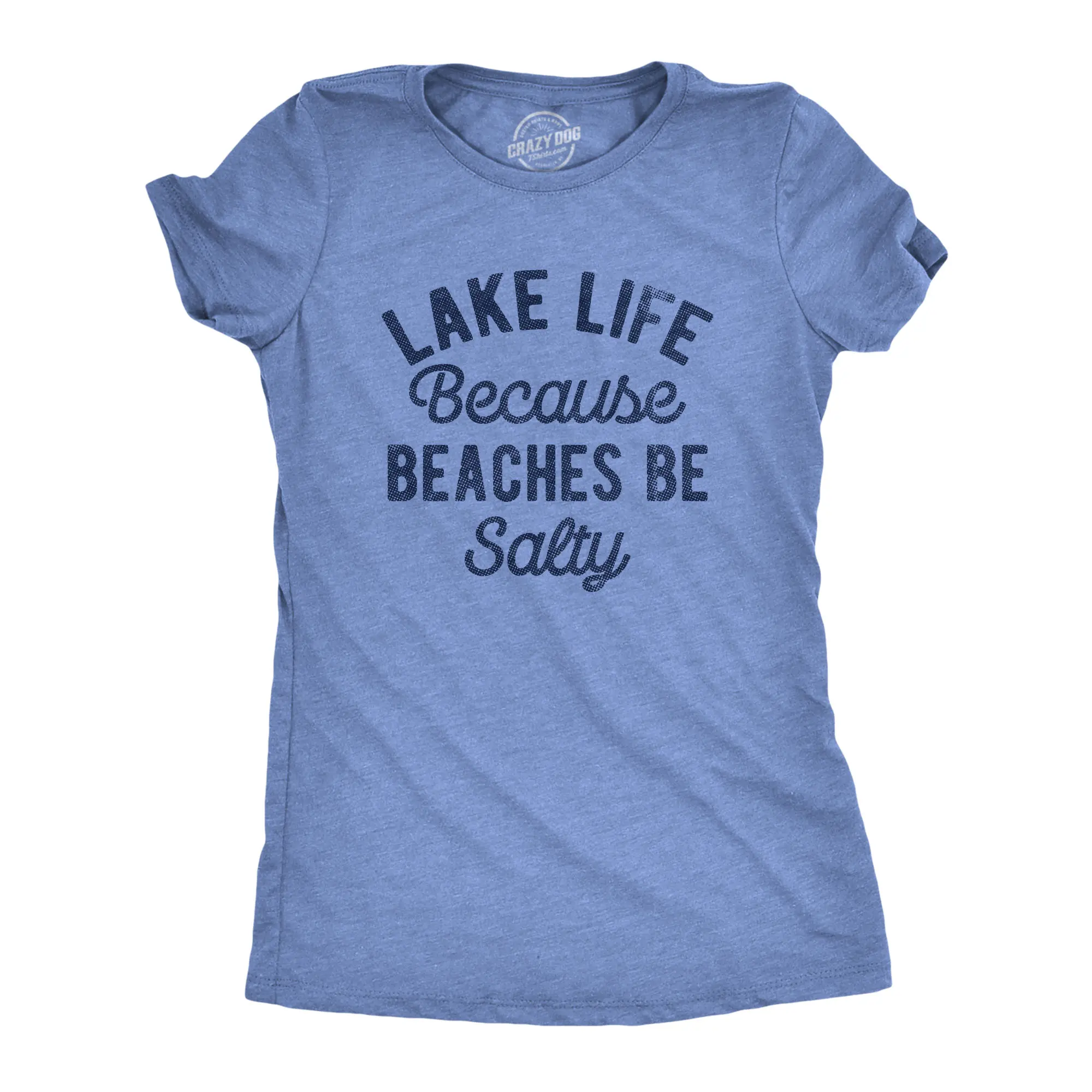 Womens Lake Life Because Beaches Be Salty T Shirt Funny Fresh Water Vacation Tee for Ladies Funny Womens T Shirts Cute Vintage Fashion Casual Ladies T-Shirt Gift Funny Summer Top Women's Novelty Tees Light Blue