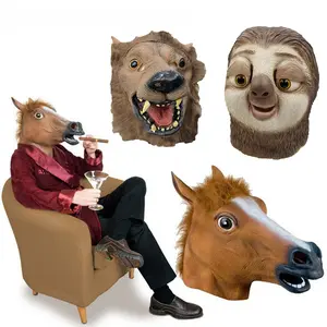 CreepyParty Horse Head Mask - Animal Halloween Costume for Parties, Cosplay, Photo Booth Props, And Pranks - Funny Gag Gift for Adults, Brown