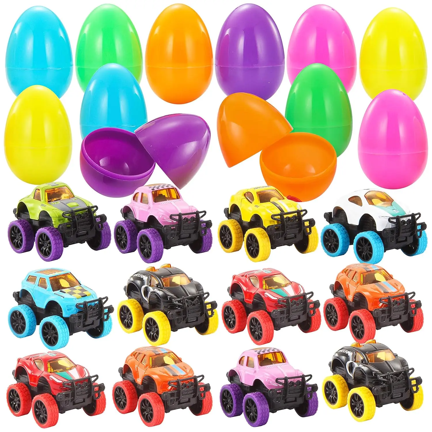 12Pcs Pullback Monster Cars