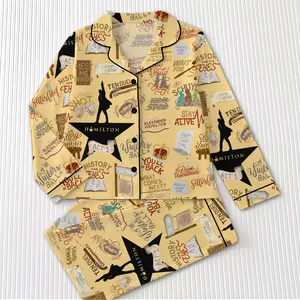 Hamilton Musical Short Satin Pajamas, Broadway Theater Pajamas, Stylish Satin Sleepwear, Hamilton Fan Gift Outfit, Alexander Hamilton Pajamas Set, Luxury Musical Sleepwear for Women