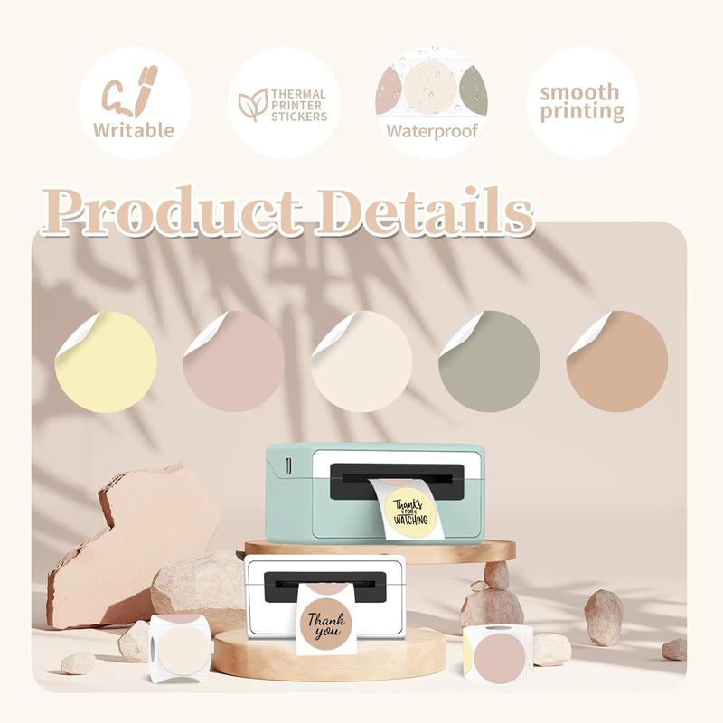 STARBOLING 2 inch Round Thermal Label,Pink Circle Thermal Sticker Labels for Business and Home,Direct Thermal Printer Label for DIY Logo Design,Thanks Card,300 Labels/1 Roll